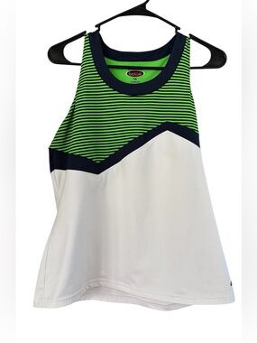 Bollé Tank Top Size Large Green Stripe Colorblock Athletic Tennis Golf EUC
